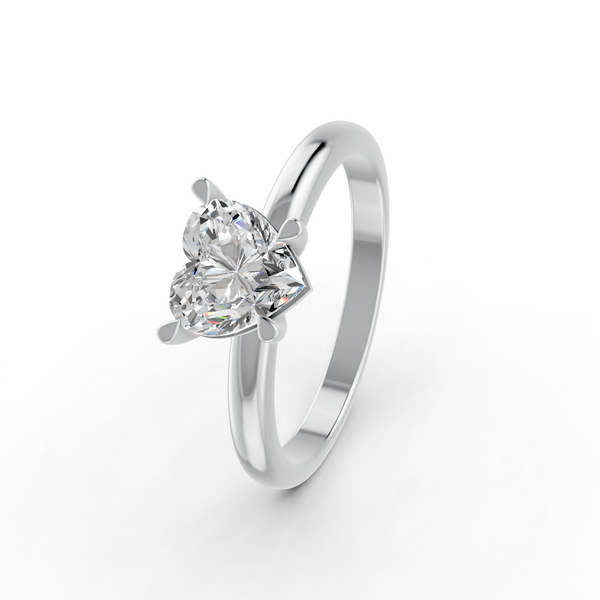 1-5 Ct Heart Cut Real Moissanite 4 Prong Solitaire Ring 14K Yellow Gold Plated