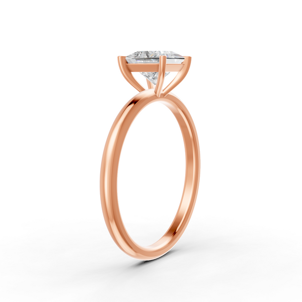 1-5 Ct Princess Cut Real Moissanite 4 Prong Solitaire Ring 14K Yellow Gold Plated