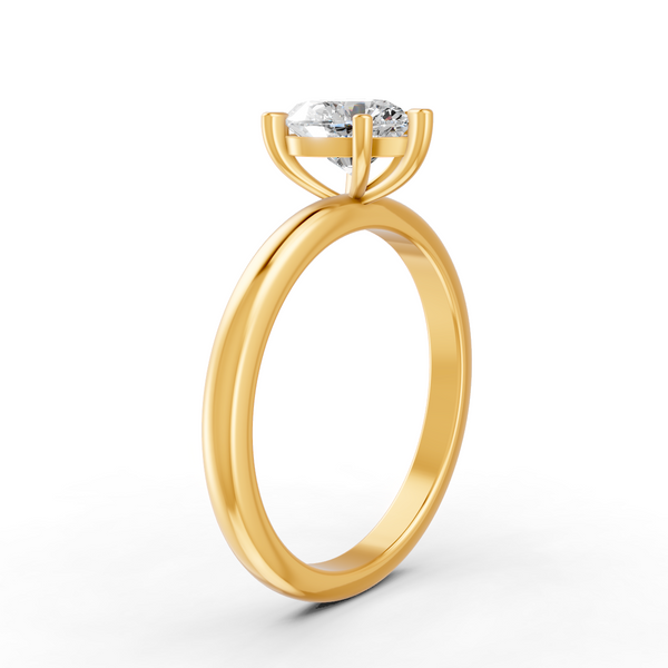 1-5 Ct Heart Cut Real Moissanite 5 Prong Solitaire Ring 14K Yellow Gold Plated