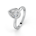 Load image into Gallery viewer, Pear Cut Real Moissanite Bezel Set Solitaire Ring 14K Gold Plated