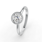 Load image into Gallery viewer, Round Cut Real Moissanite Bezel Set Solitaire Ring 14K Gold Plated