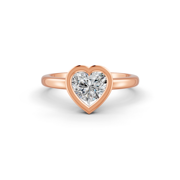 1-5 Ct Heart Cut Real Moissanite Bezel Set Solitaire Ring 14K Yellow Gold Plated