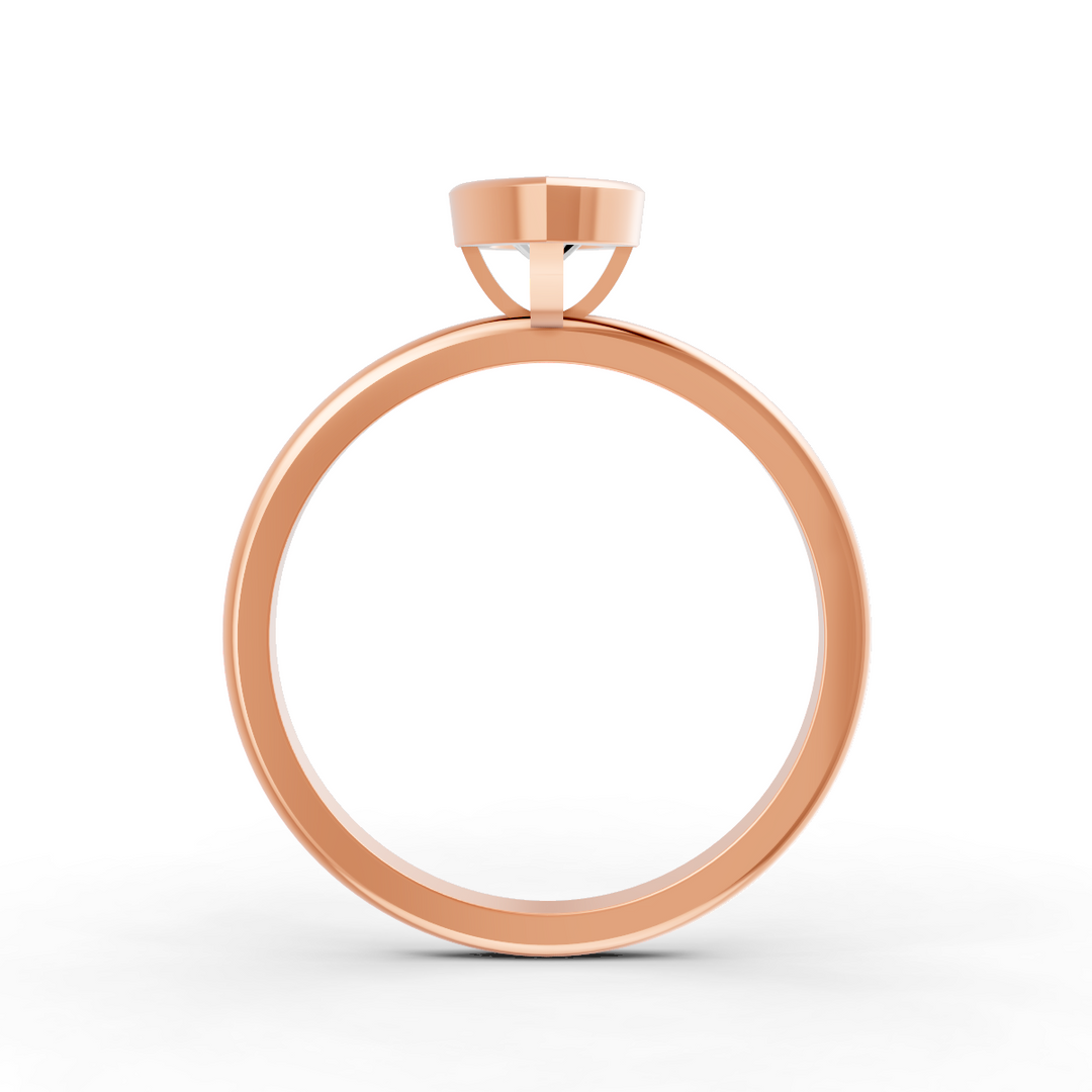 Marquise Cut Real Moissanite Bezel Set Solitaire Ring 14K Gold Plated