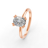 1-5 Ct Oval Cut Real Moissanite Double 4 Prong Solitaire Ring 14K Yellow Gold Plated