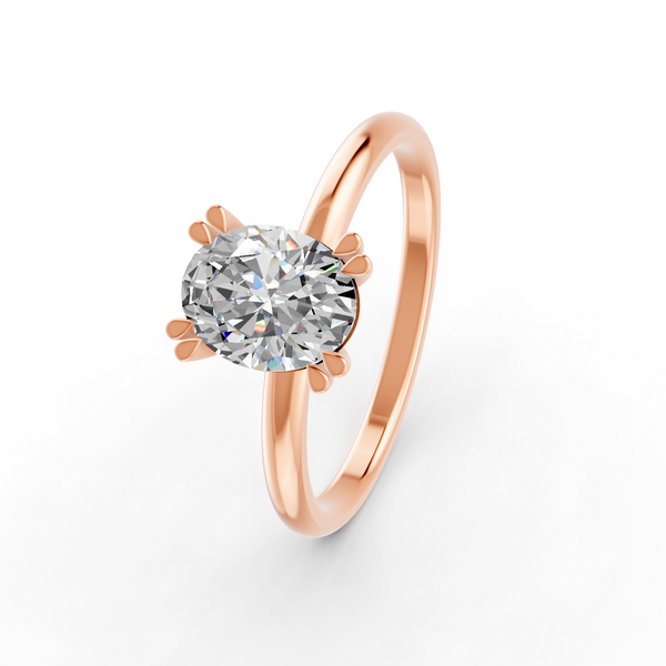 1-5 Ct Oval Cut Real Moissanite Double 4 Prong Solitaire Ring 14K Yellow Gold Plated