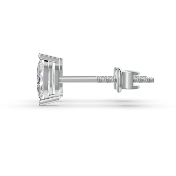 Marquise Cut Real Moissanite 2 Prong Solitaire Stud Earrings Screw Back 14K Gold Plated
