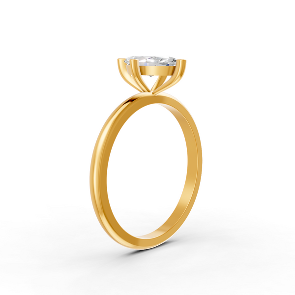 1-5 Ct Marquise Cut Real Moissanite 4 Prong Solitaire Ring 14K Yellow Gold Plated