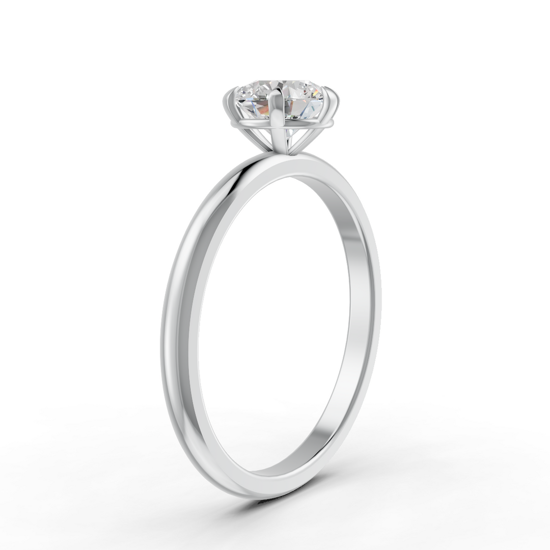 Round Cut Moissanite Solitaire Engagement Ring 14K White Gold Plated