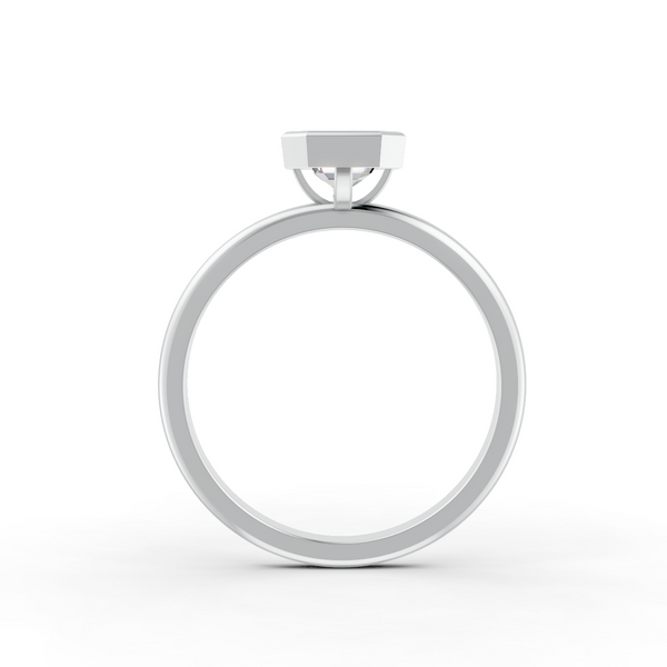 1-5 Ct Emerald Cut Real Moissanite Bezel Set Solitaire Ring 14K Yellow Gold Plated