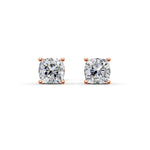 Load image into Gallery viewer, Cushion Cut Real Moissanite 4 Prong Solitaire Stud Earrings Screw Back 14K Gold Plated
