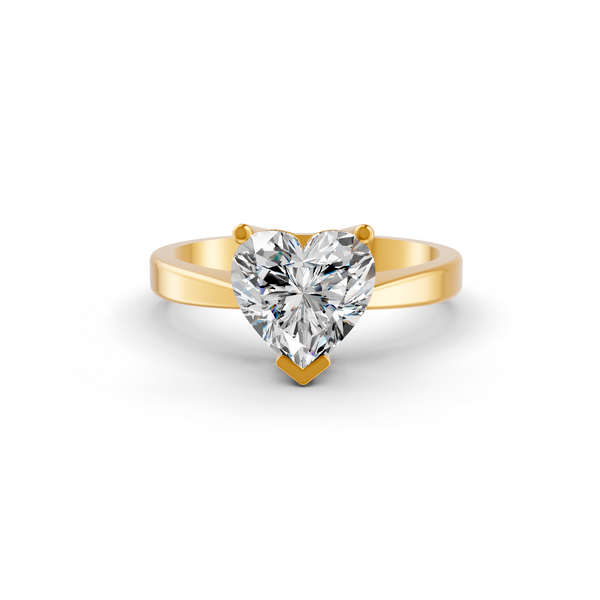 1-5 Ct Heart Cut Real Moissanite V Prong Solitaire Ring 14K Gold Plated