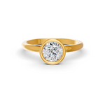Load image into Gallery viewer, Round Cut Real Moissanite Bezel Set Solitaire Ring 14K Gold Plated