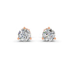 Load image into Gallery viewer, Round Cut Real Moissanite 3 Prong Solitaire Stud Earrings 14K Gold Plated