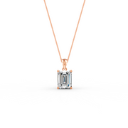 Emerald Cut Moissanite Solitaire Pendant 14K Gold Plated