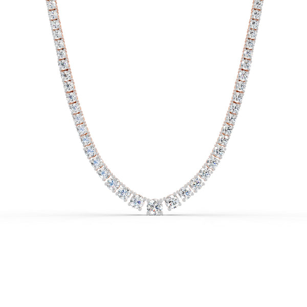 17.54 Ct Round Cut Graduation Moissanite Tennis Necklace 14K Yellow Gold Plated