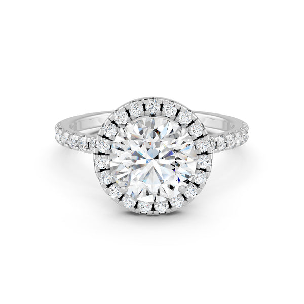 1.87Ct Round Cut Moissanite Halo Engagement Ring 14K Gold Plated