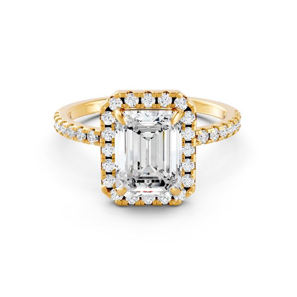 2Ct Emerald Cut Moissanite Engagement Ring 14K Gold Plated