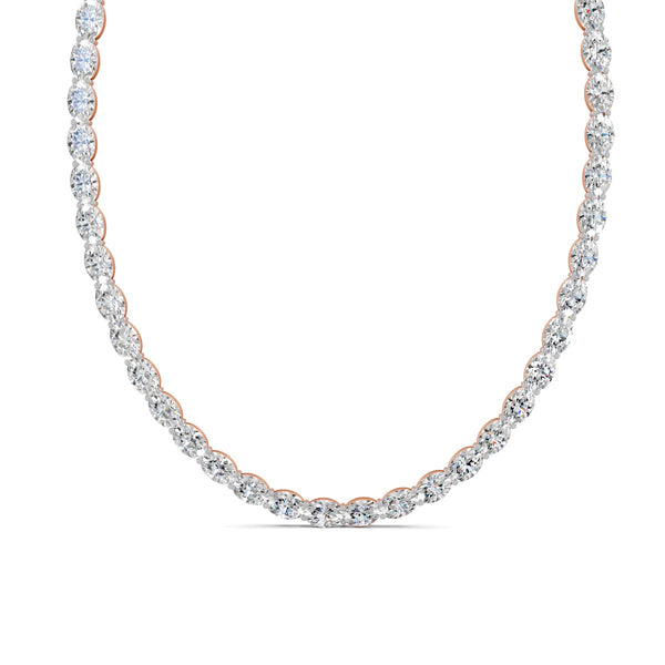 6.20 Ct Oval Cut Moissanite Tennis Necklace 14K Yellow Gold Plated