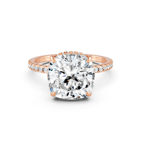3.53Ct Cushion Cut Moissanite Hidden Halo Engagement Ring 14K Gold Plated