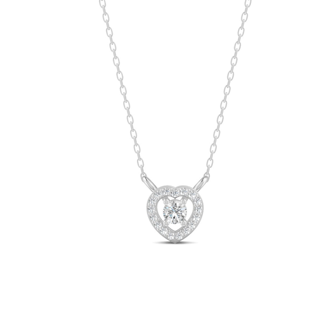 0.17 Ct Round Cut Moissanite Women's Heart Necklace Pendant 14K Gold Plated