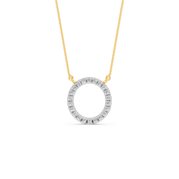 0.34Ct Round Cut Moissanite Circle Pendant Necklace 14K Yellow Gold Plated