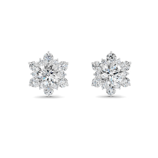 0.72 Ct Round Cut Moissanite Cluster Stud Earrings 14K Yellow Gold Plated
