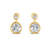 1.83 Ct Round Cut Moissanite Bezel Set Dangle Drop Earrings 14K Yellow Gold Plated