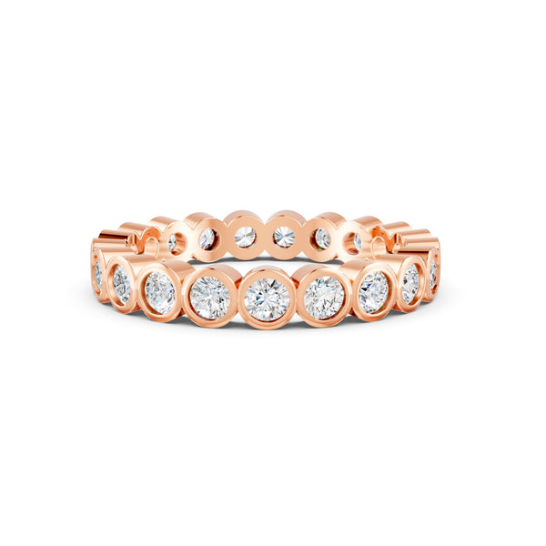 1.14Ct Round Cut Moissanite Bezel Set Full Eternity Band Ring 14K Gold Plated