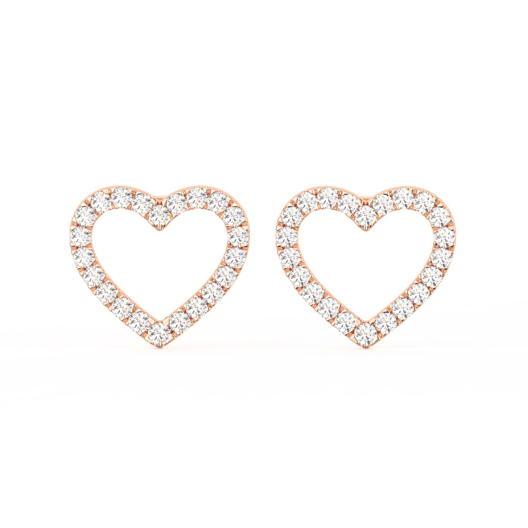 1/2 Ct Round Cut Moissanite Heart Stud Earrings in 14K Gold Plated