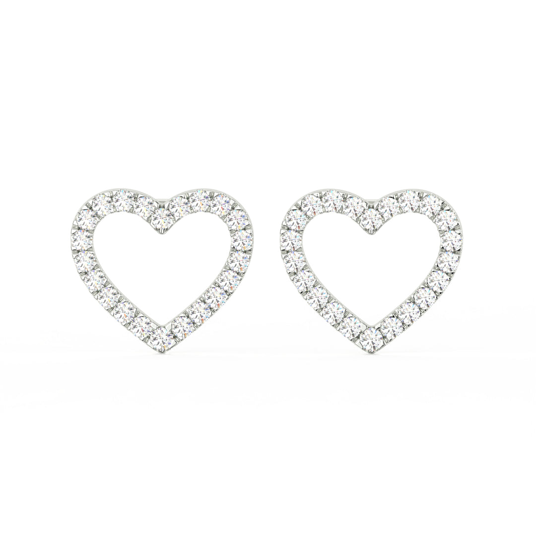 1/2 Ct Round Cut Moissanite Heart Stud Earrings in 14K Gold Plated
