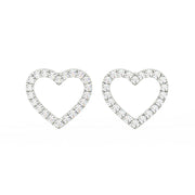 1/2 Ct Round Cut Moissanite Heart Stud Earrings in 14K Gold Plated