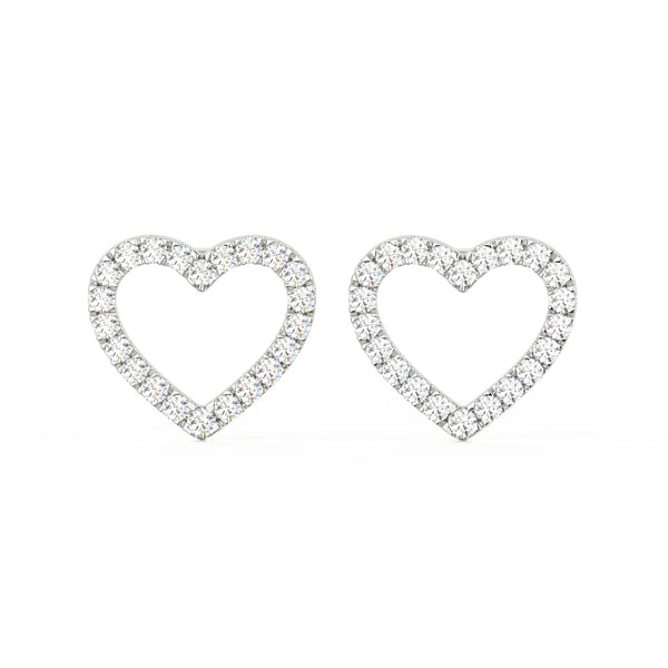 1 Ct Round Cut Moissanite Heart Stud Earrings in 14K Gold Plated