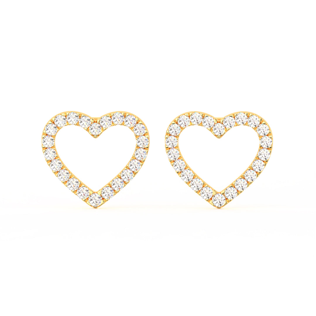 1/2 Ct Round Cut Moissanite Heart Stud Earrings in 14K Gold Plated