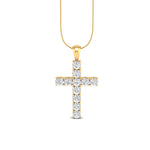 Load image into Gallery viewer, 3Ct Round Moissanite Women Cross Pendant 14K White Gold Plated