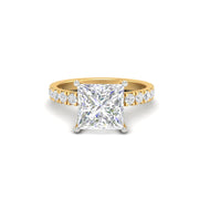 3Ct Princess Cut Moissanite Women Engagement Ring 14K White Gold Plated