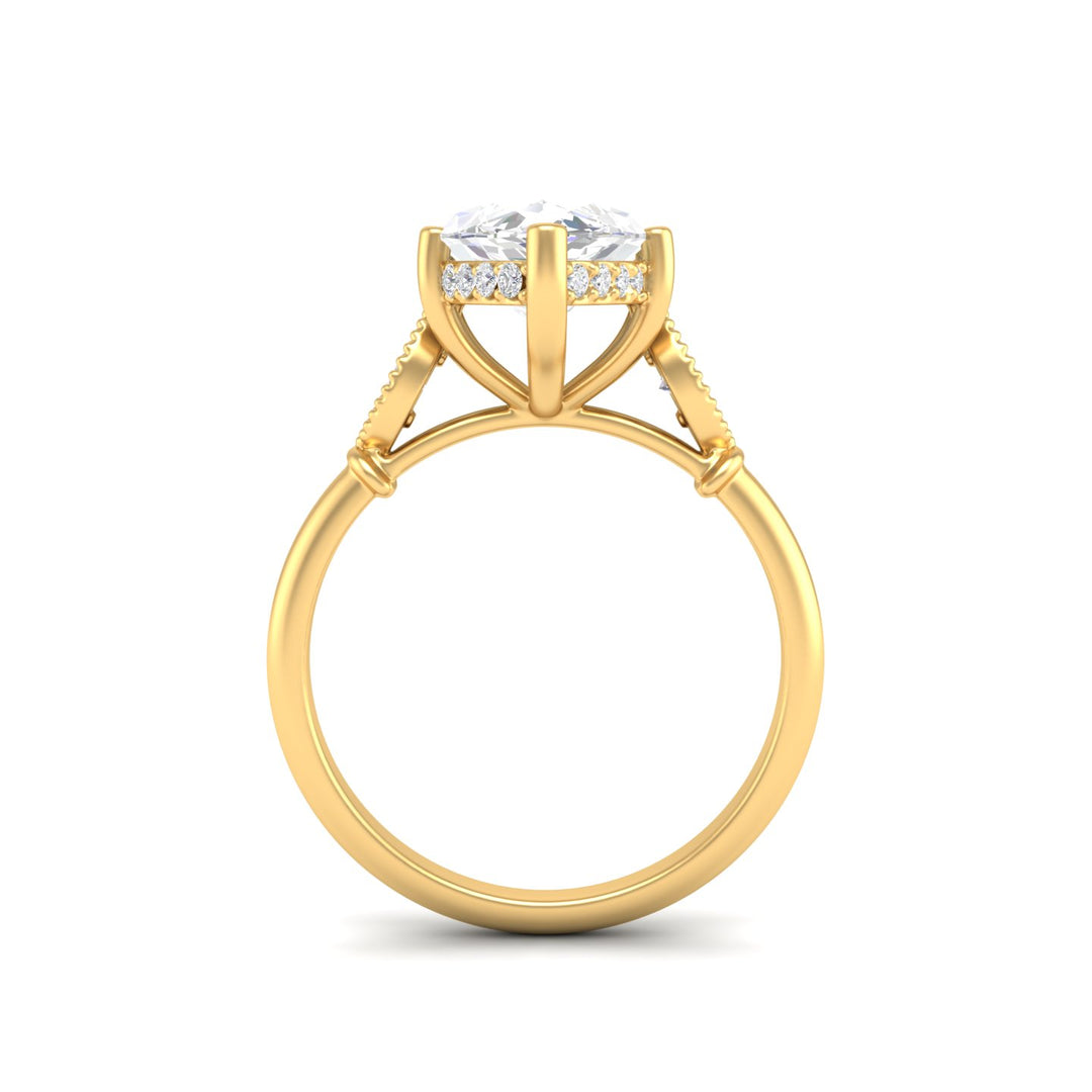 4Ct Marquise Cut Moissanite Engagement Ring 14K Yellow Gold Plated