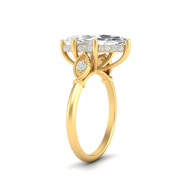 4.09Ct Marquise Cut Moissanite Engagement Ring 14K Yellow Gold Plated